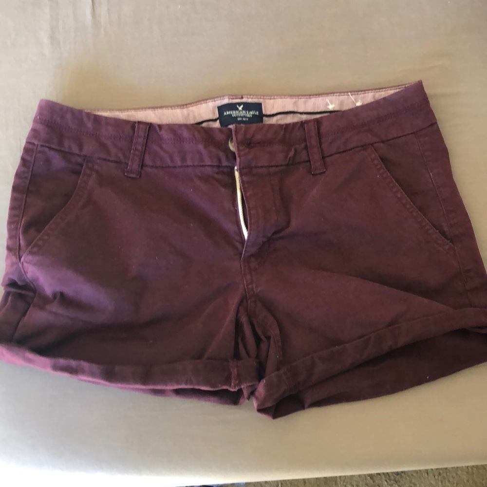 American Eagle Maroon Midi Shorts